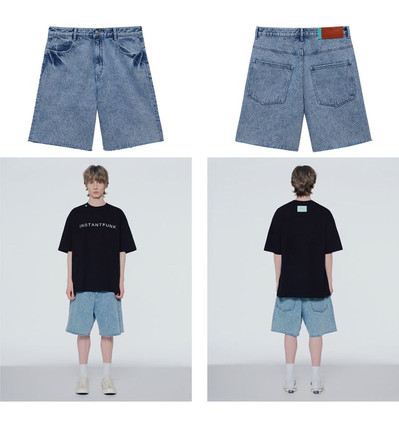 Destroyed denim bermuda shorts