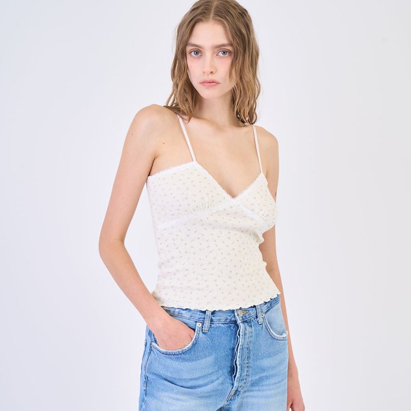 Flower Lace Sleeveless Ivory