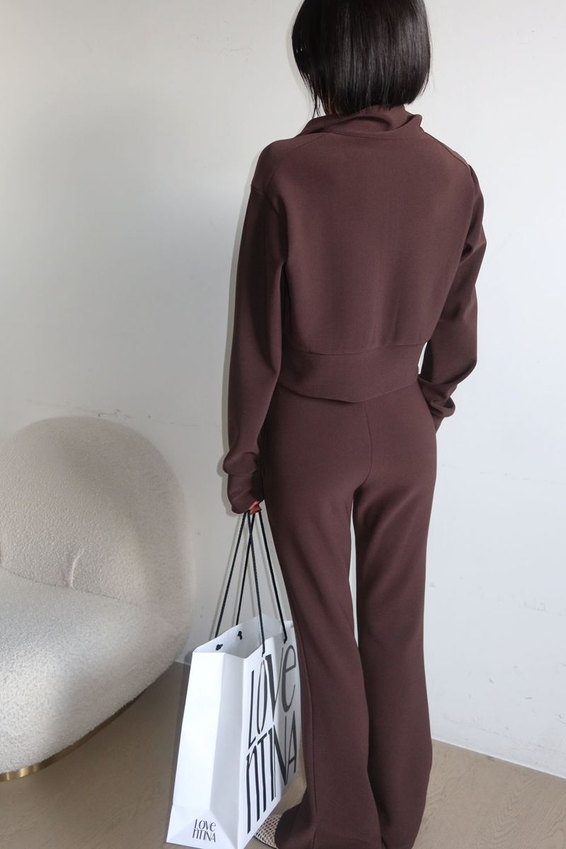 TWO-WAY FLEECE ZIP-UP_BROWN
