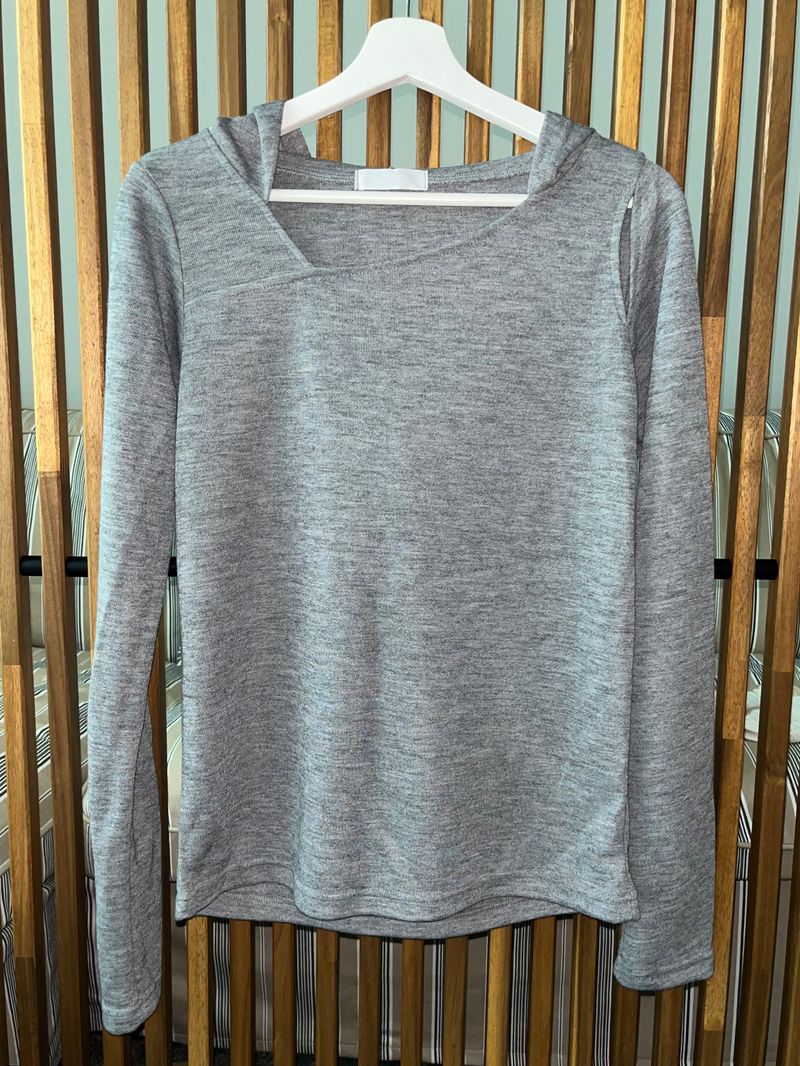 unbal slit hoodie