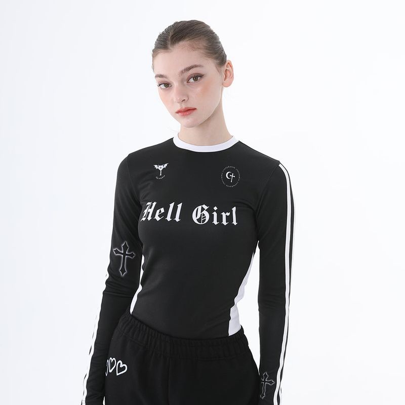 0 5 hell girl line top - BLACK
