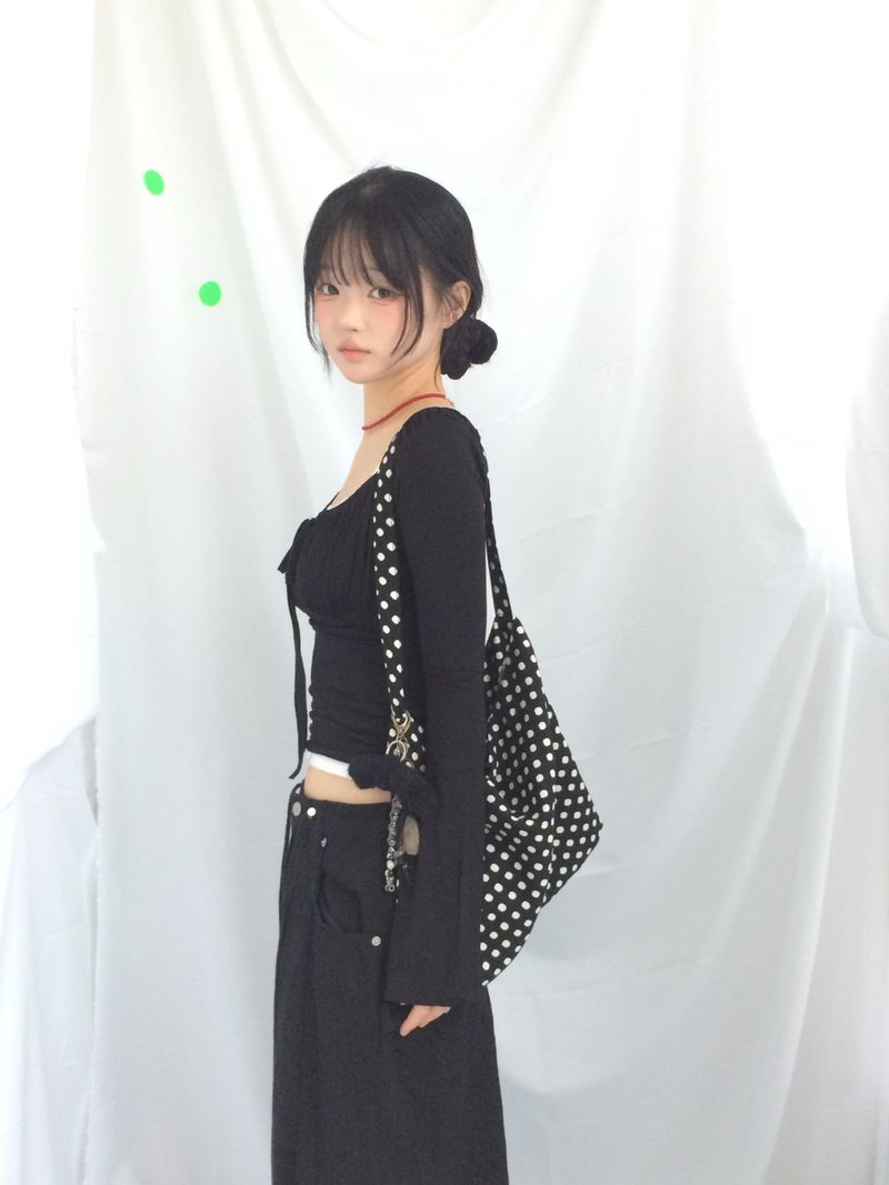 Slim Fit Ribbon Shirring Top