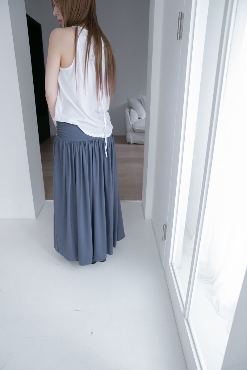 shirring banding long skirt(3colors)