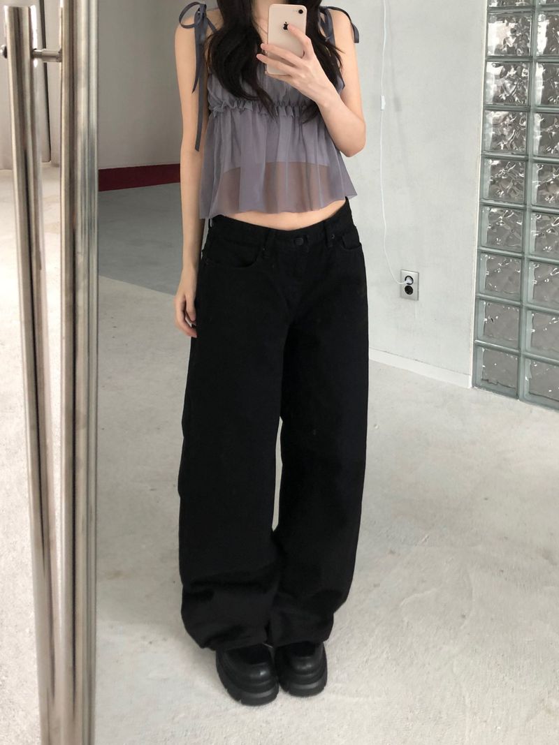 Kitten（キッテン）の「Black Low-rise Wide Denim Pants (one color)（Pants）」