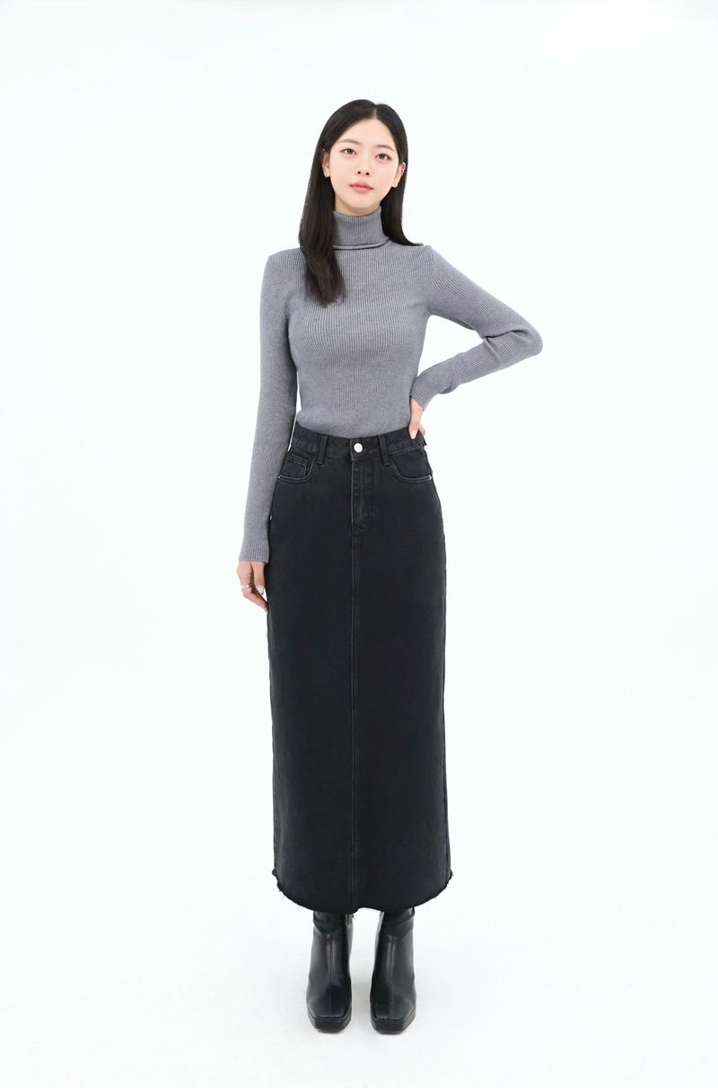 DENIM MAXI SKIRT_BLACK code 26003