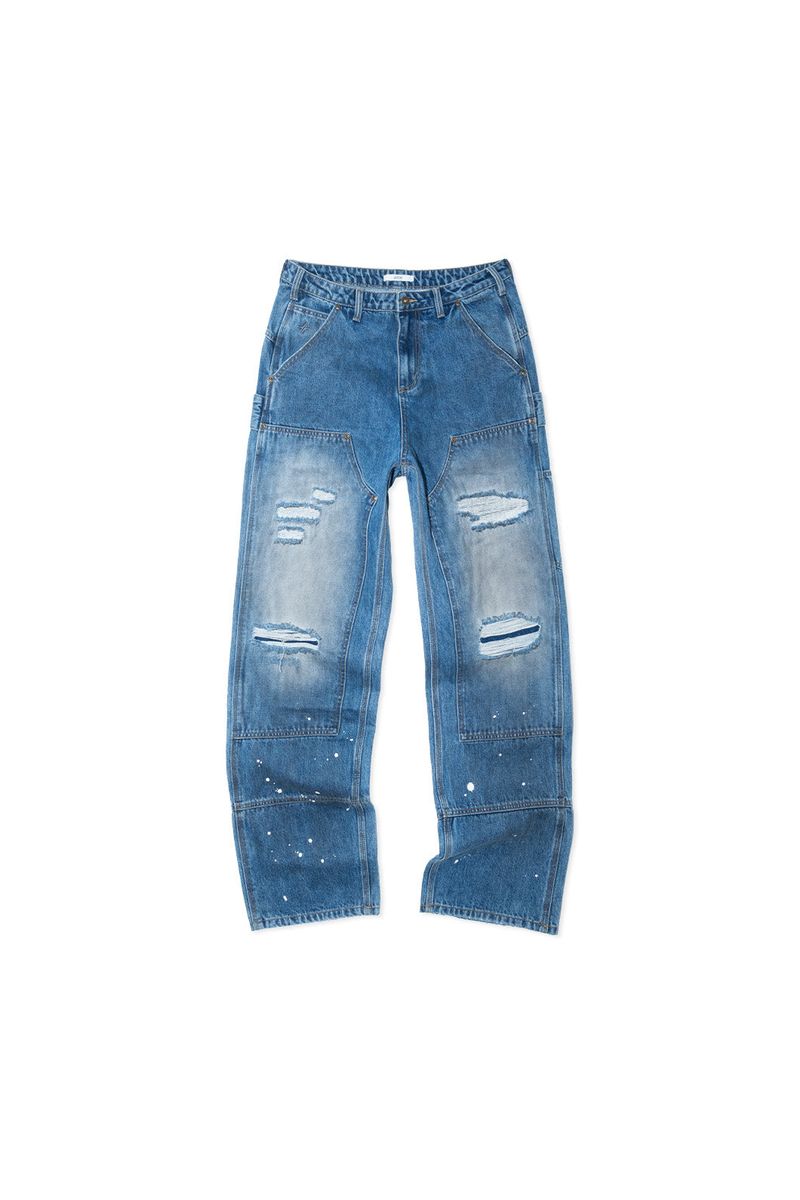 ETCE（イーティーシーイー）の「デストロイド ダブルニー カーペンター デニム (BLUE)（パンツ）」
