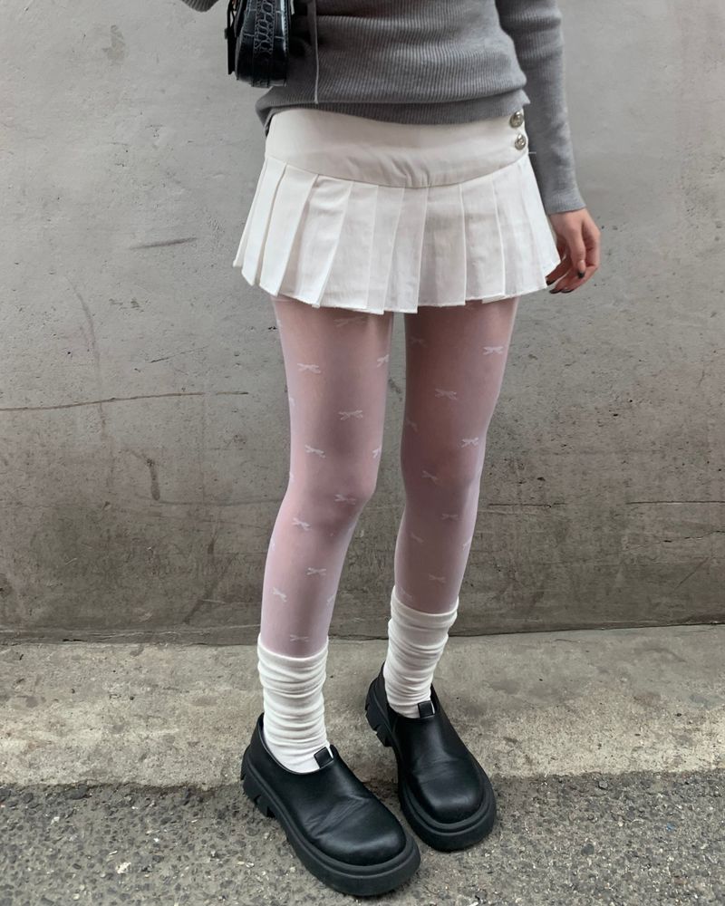 Button pleated skirt pants