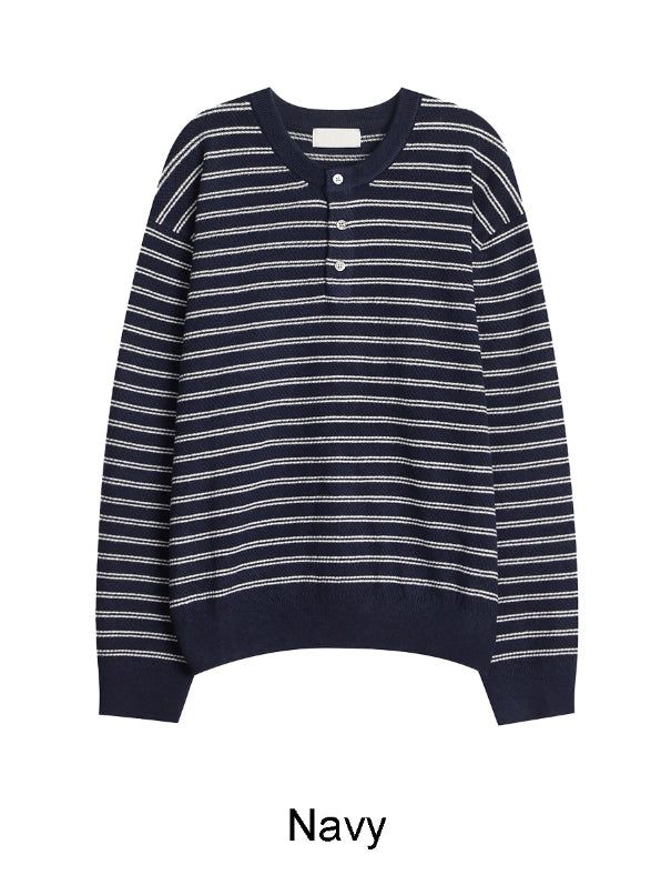 Lao Henley Neck Knit Long Sleeve