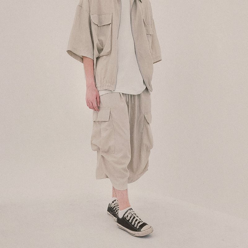 street shape capri shorts_beige
