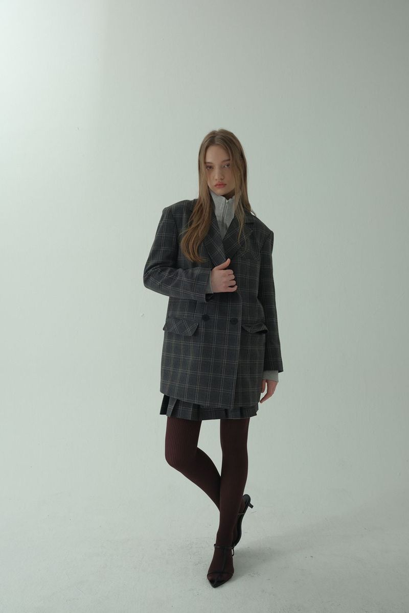 GLAM CHECK DOUBLE JACKET_BLACK