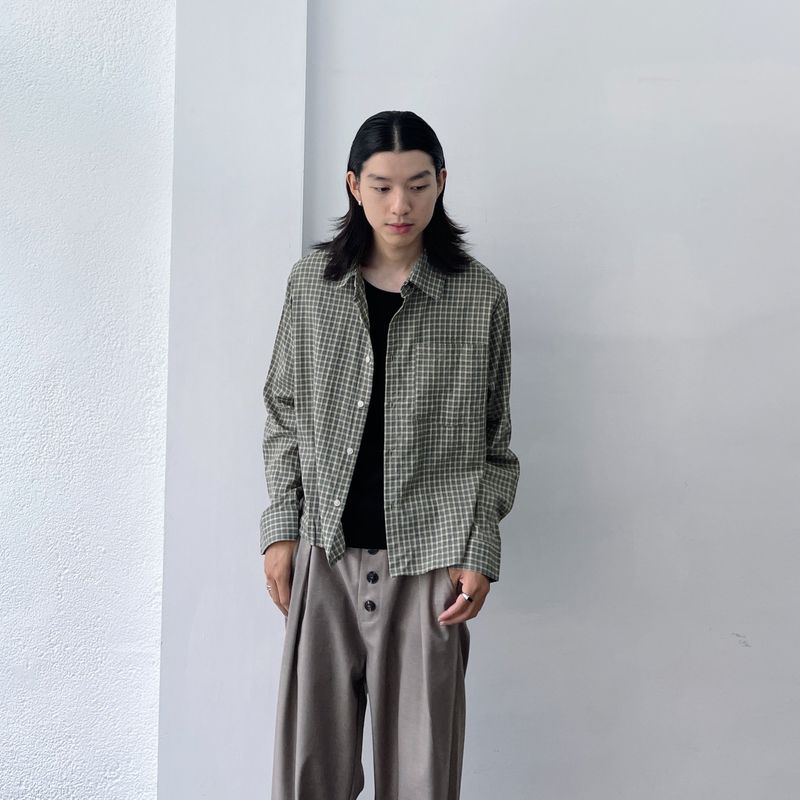 Washed Plaid Long Sleeve Shirt
