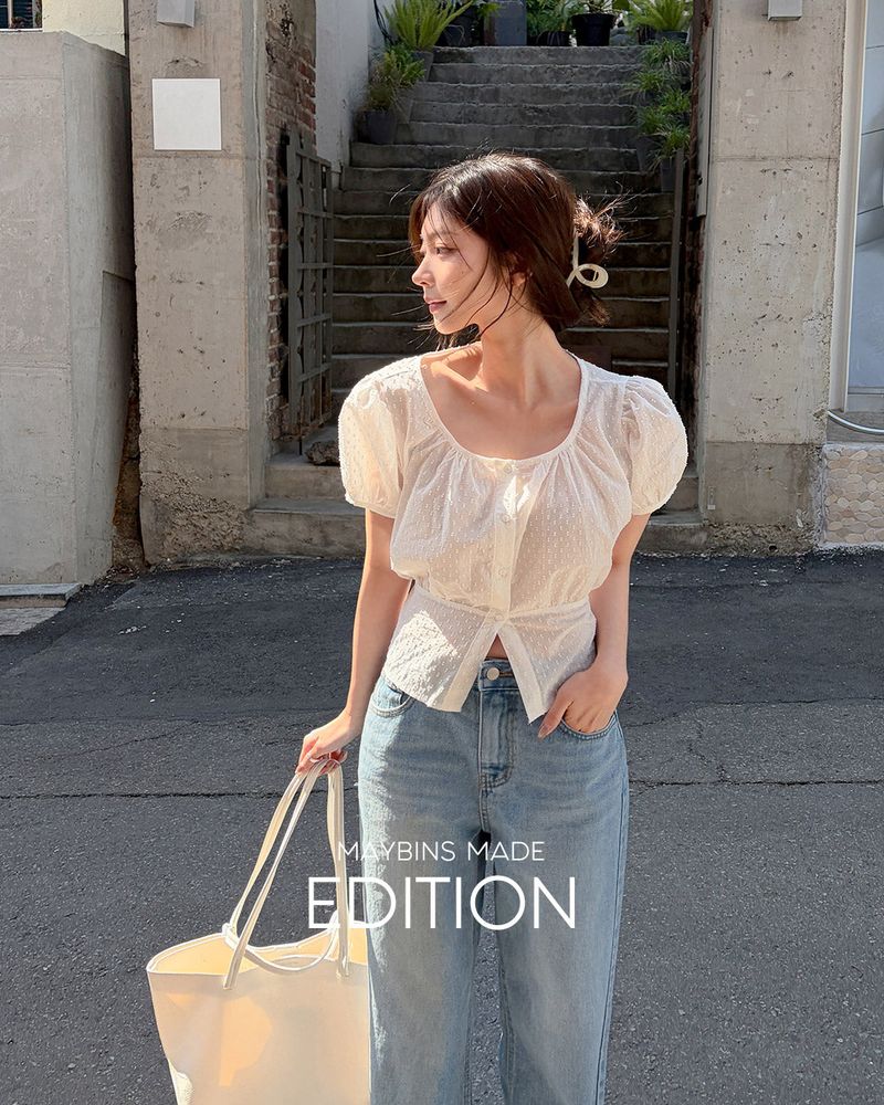 [MADE] Mico puff short‑sleeve blouse