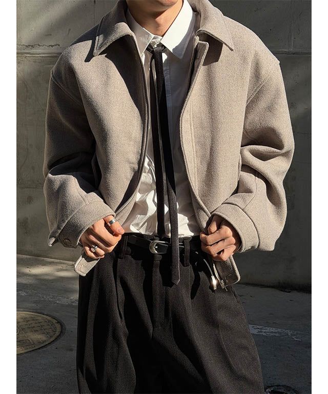 [F/W] Herringbone crop blouson jacket(2color)