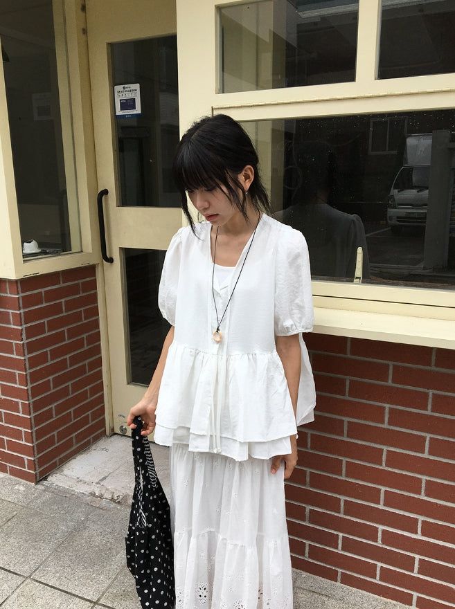 Bonomi Vintage Punching Tiered Banding Long Skirt
