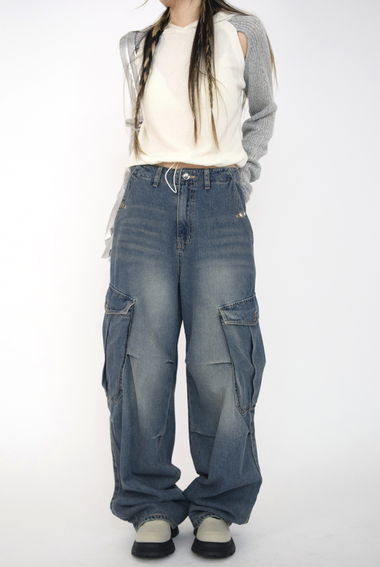 bel cargo denim pants(2color)