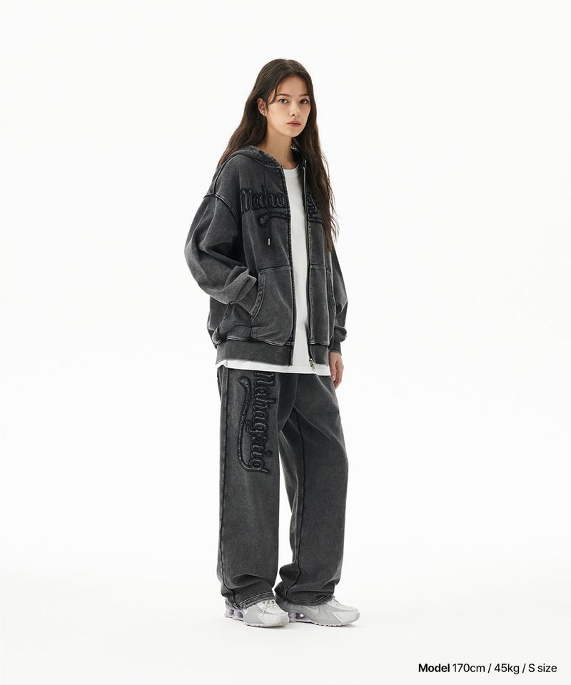 WASHED CUT OFF APPLIQUE SWEAT PANT
