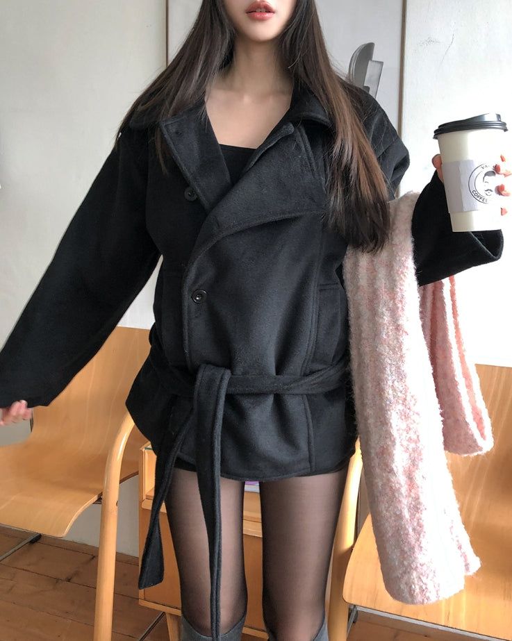 Forbe Belted High Neck Half Coat