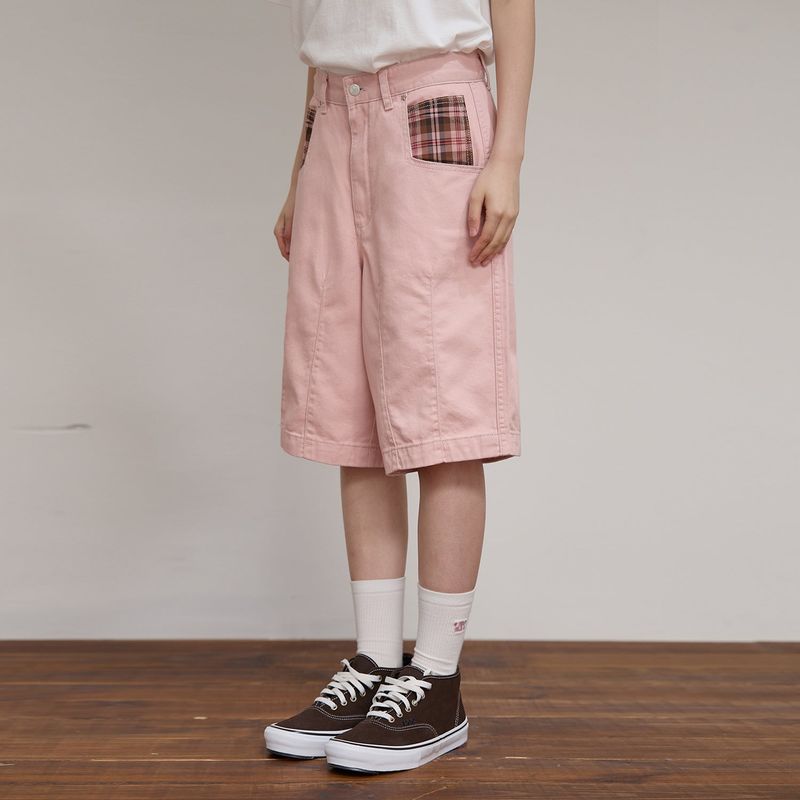 Check Applique Half Pants