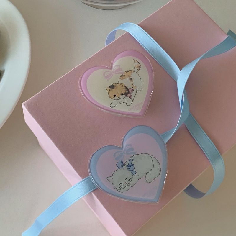 [MADE]Heart Cat Smartphone Grip (Yellow Cat)