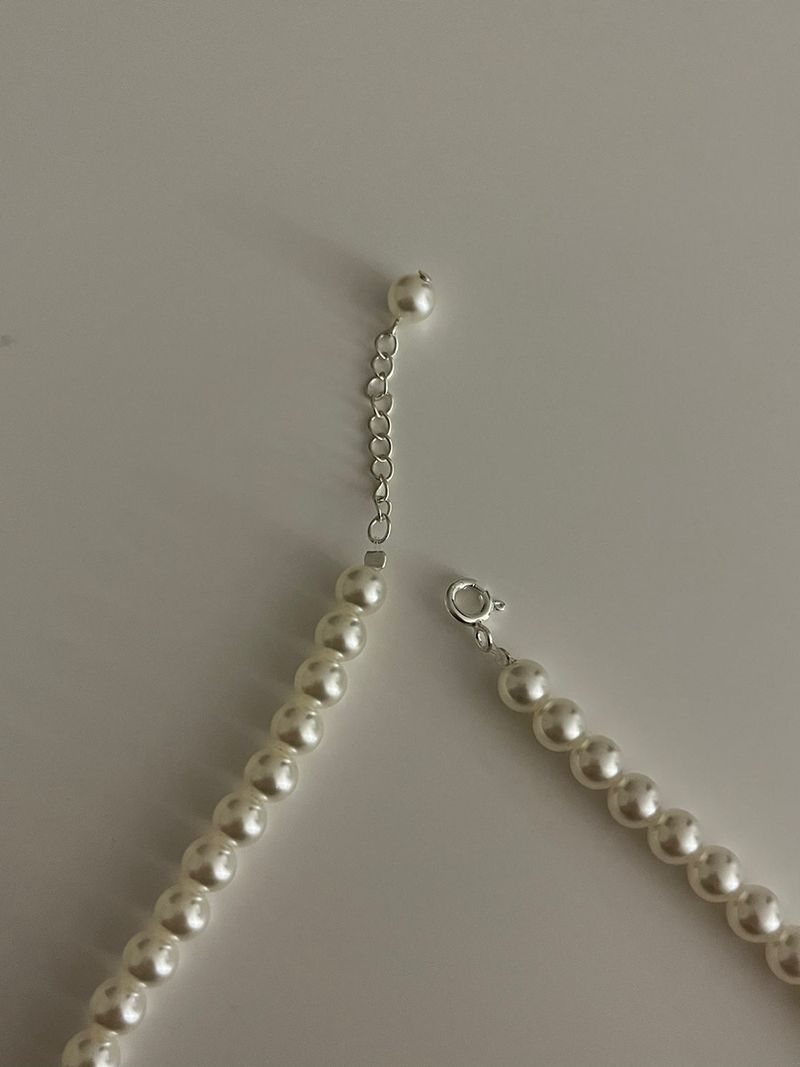 (silver925) Ribbon pearl necklace