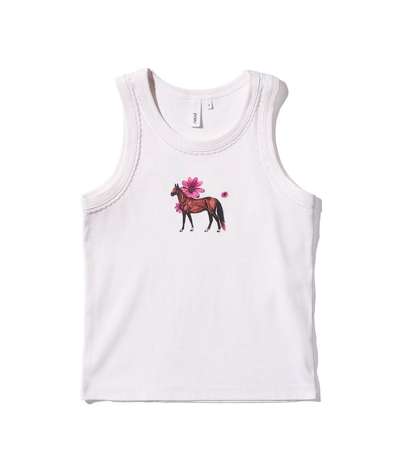 Flower Horse Tank Top - White