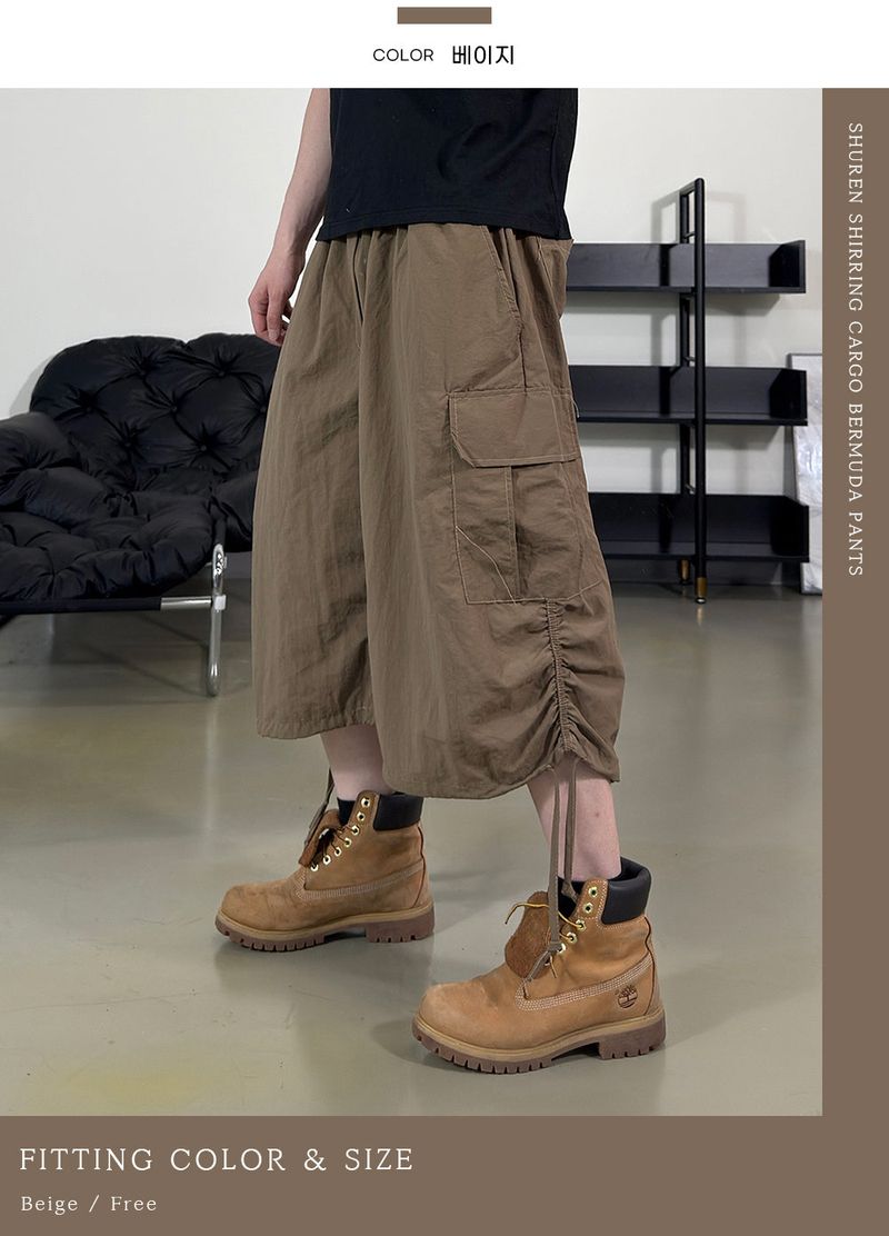 Shuren Shirring Cargo Bermuda Pants