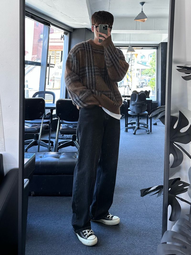 maranda check loosefit knit
