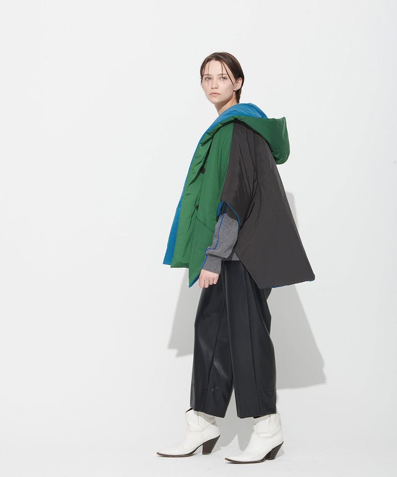 REVERSIBLE PADDING SHAWL_GREEN+BLUE