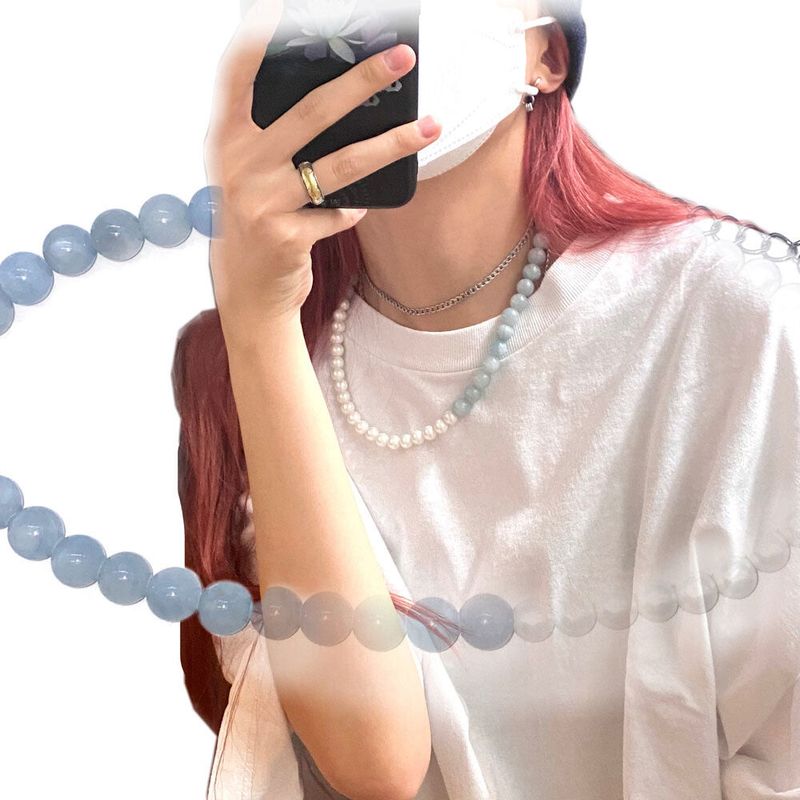 Aqua pearl necklace