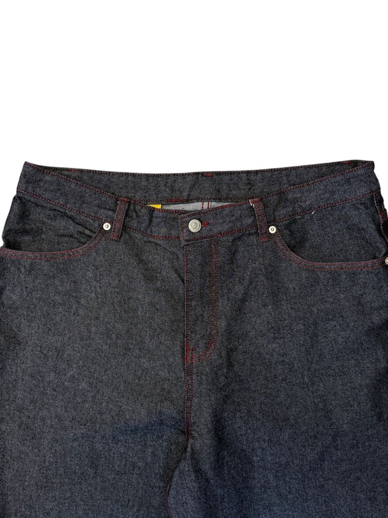 Stitch Cuffing Wide Denim Pants (M, L)