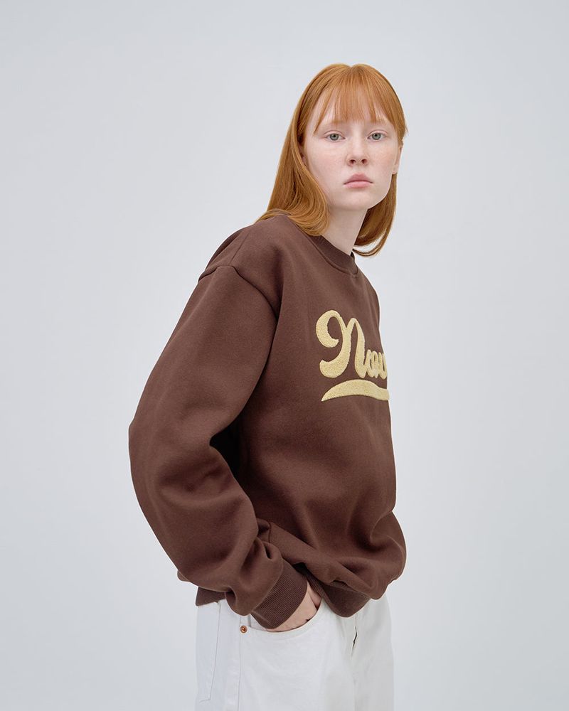 SCRIPT LOGO SWEAT SHIRTS - BRWON