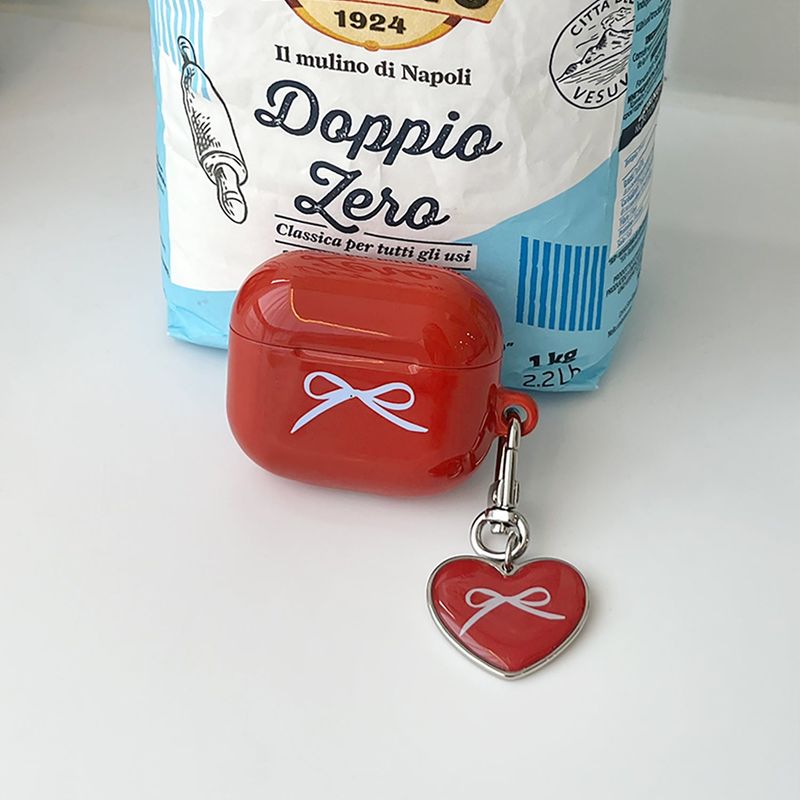 ribbon heart epoxy keyring(red)
