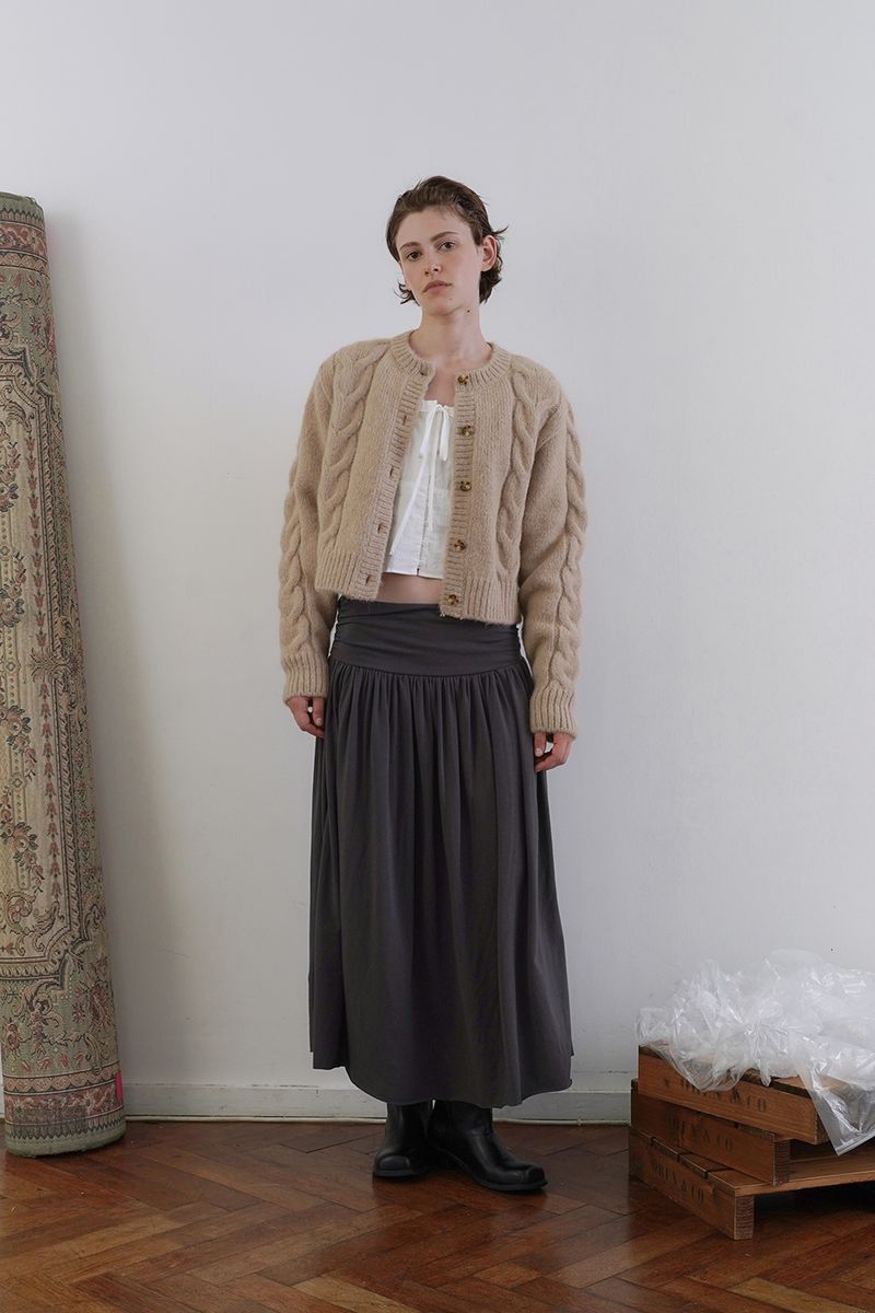 Mohair cable cardigan_beige