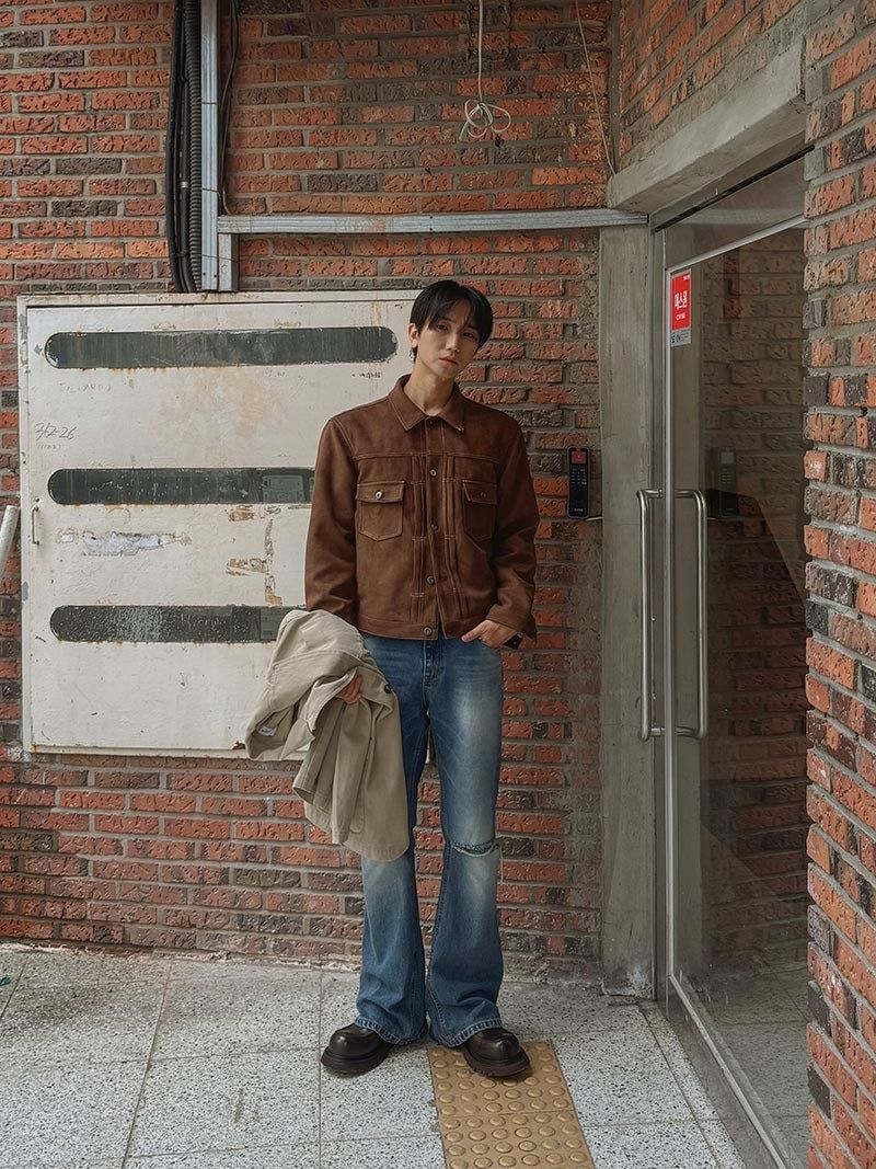 ASCLO Suede Crop Trucker Jacket (4color)