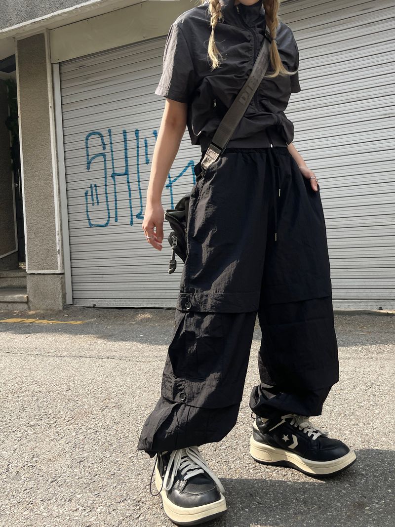 Summer nylon balloon double cargo pants