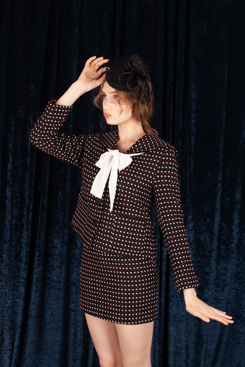 (set) dot sailor jacket & skirt
