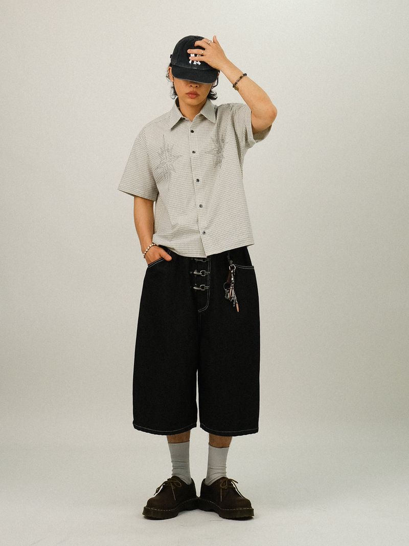 WY Hook Buckle Bermuda Denim Pants