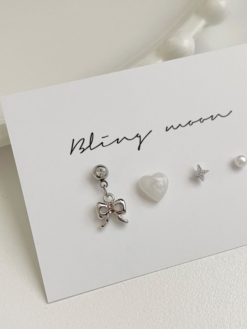 [4 set] ballet ribbon pearl piercing set