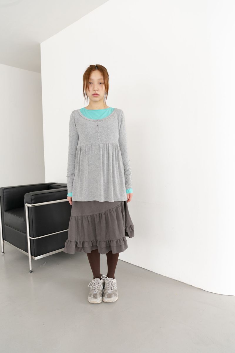 mochi button shirring top(3colors)