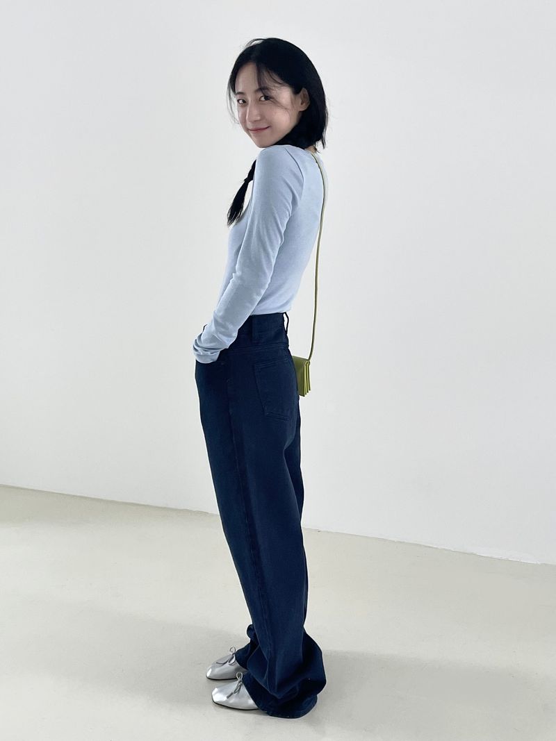 Twill wide cotton pants