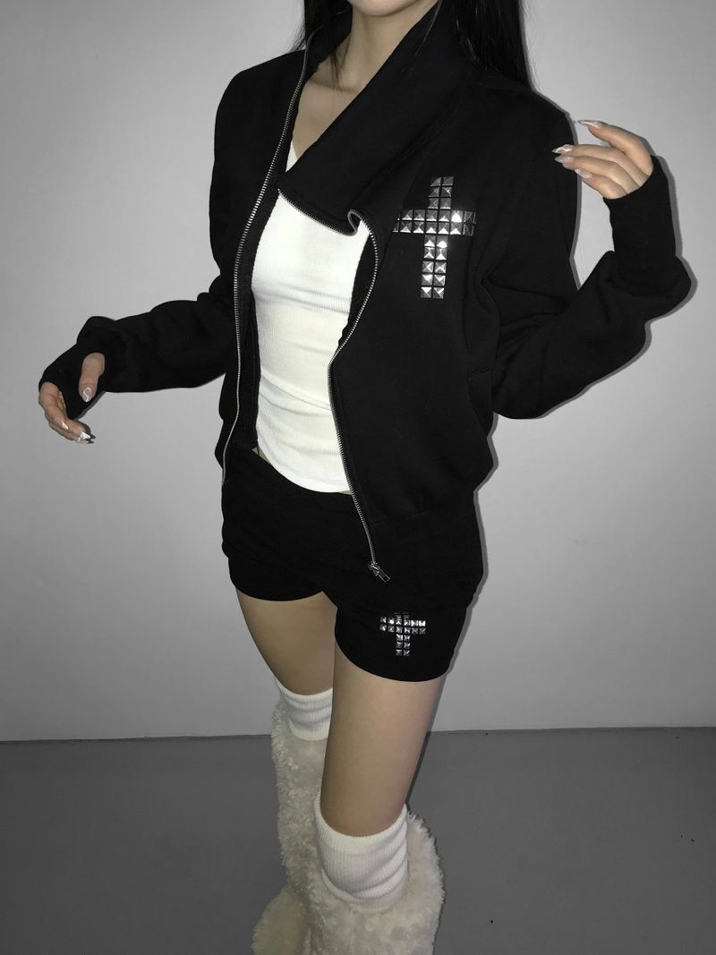 tuebe cross high neck zip-up(2 color)