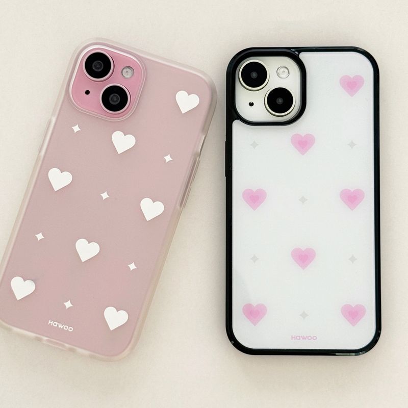 twinkle heart glossy glass bumper case (pink)