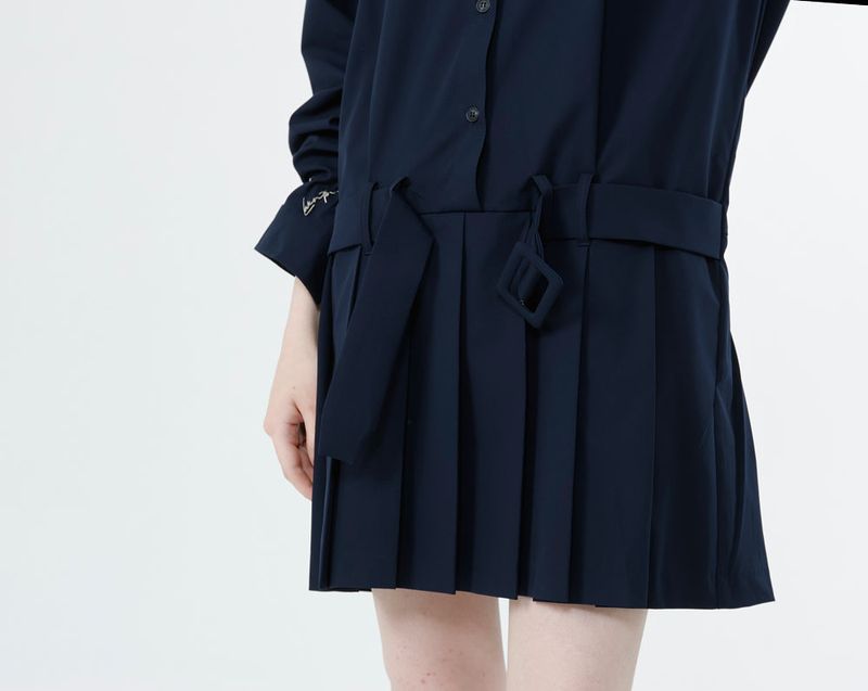 NEW LOW PLEATS DRESS_NAVY