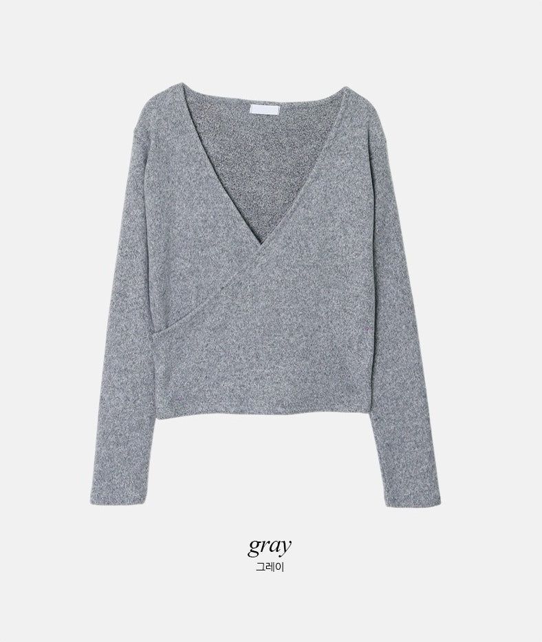 LP Cozy V-neck Wrap Knit (3color)
