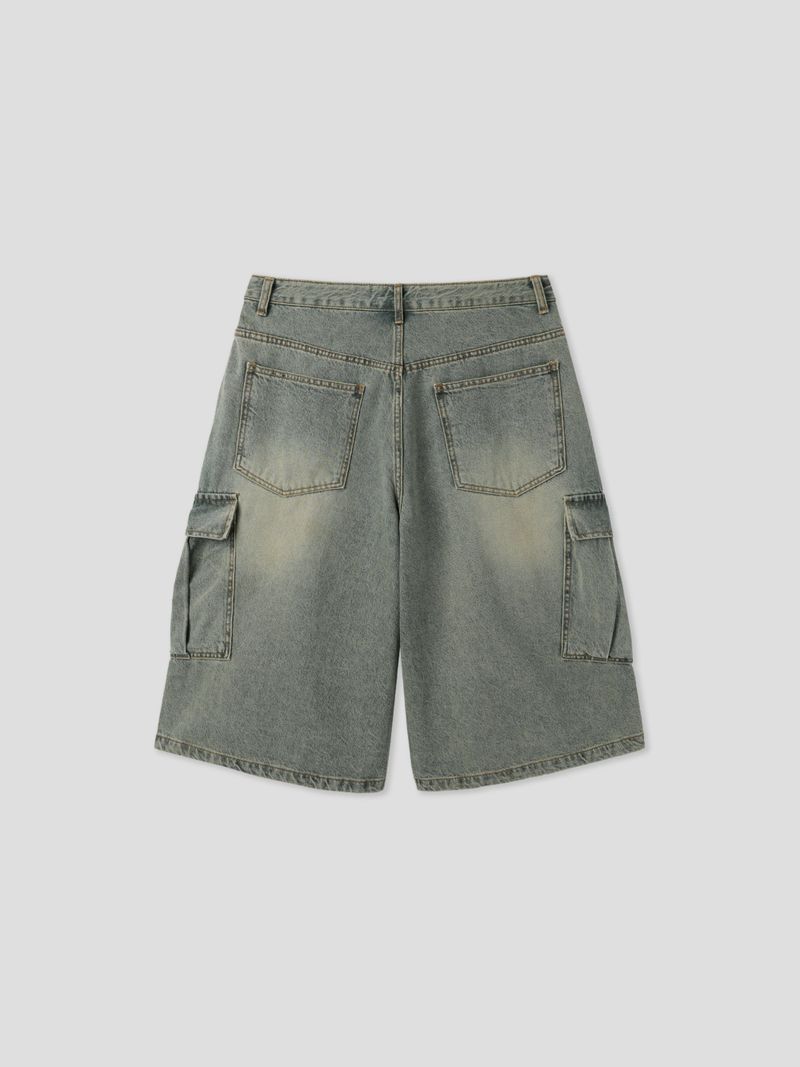 Fairy half cargo denim pants
