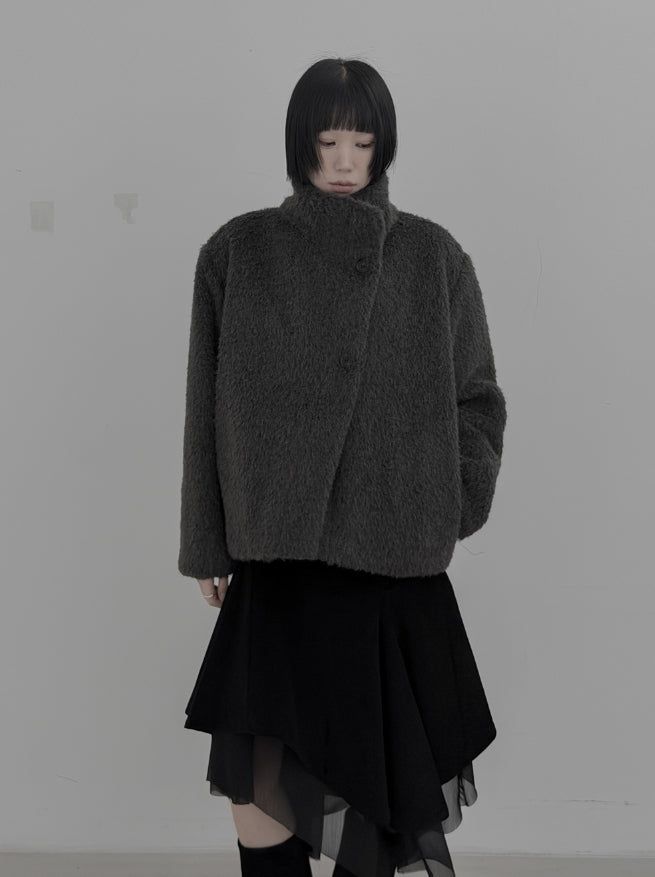 mnem（ムネム）の「Mocha high-neck fur half coat（Jackets/Outerwear）」