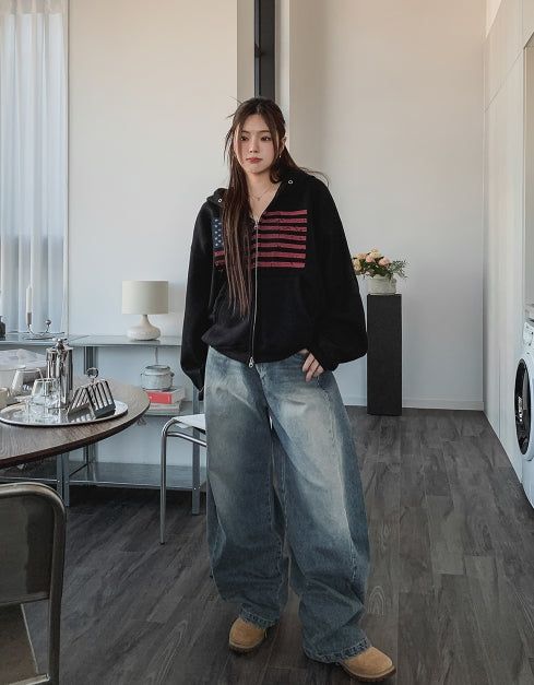 Blind washing balloon denim pants