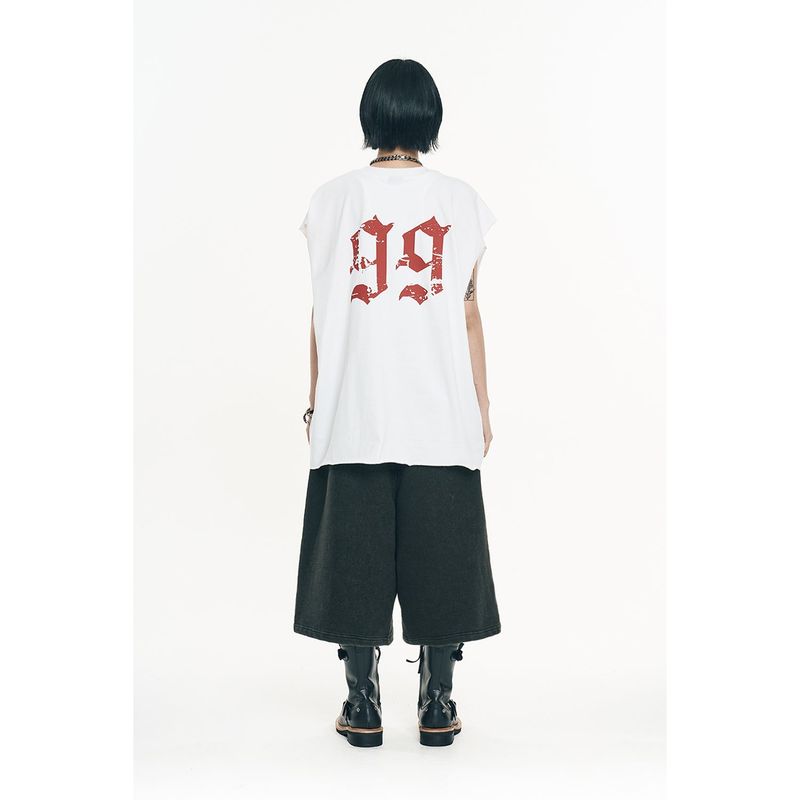 Raw-cut box sleeveless - White