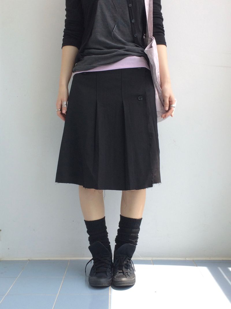 Fringe Button Wrap Skirt