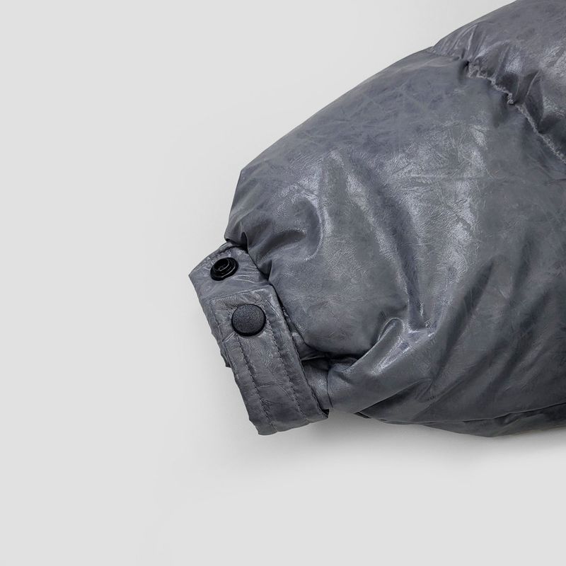 Cracked Nuptse Metallic Short Puffer Jacket